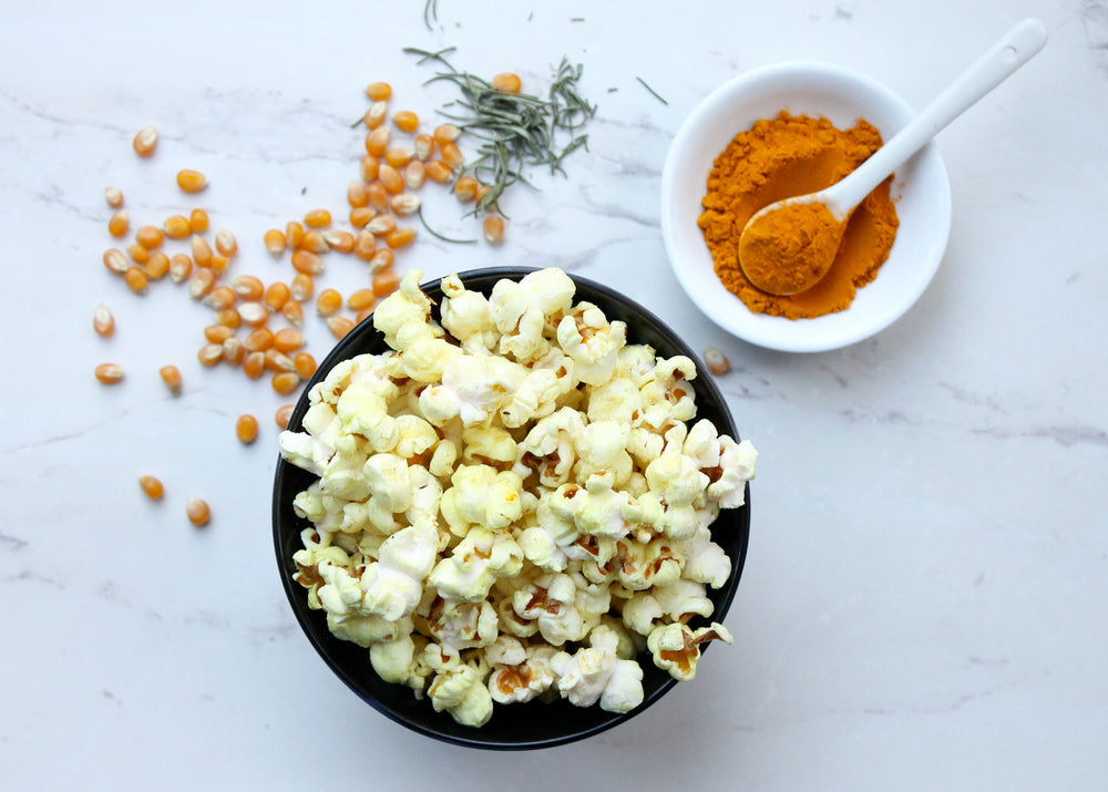 Golden Popcorn with 5 Ingredients including Turmeric!